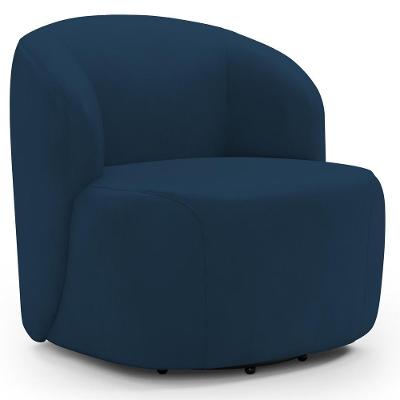 Poltrona Giratória Orgânica Para Sala Living Heidy F04 Veludo Azul - Lyam Decor