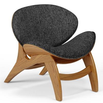 Poltrona Decorativa Orgânica Sala Living Kadosh L02 Linho Chumbo - Lyam Decor