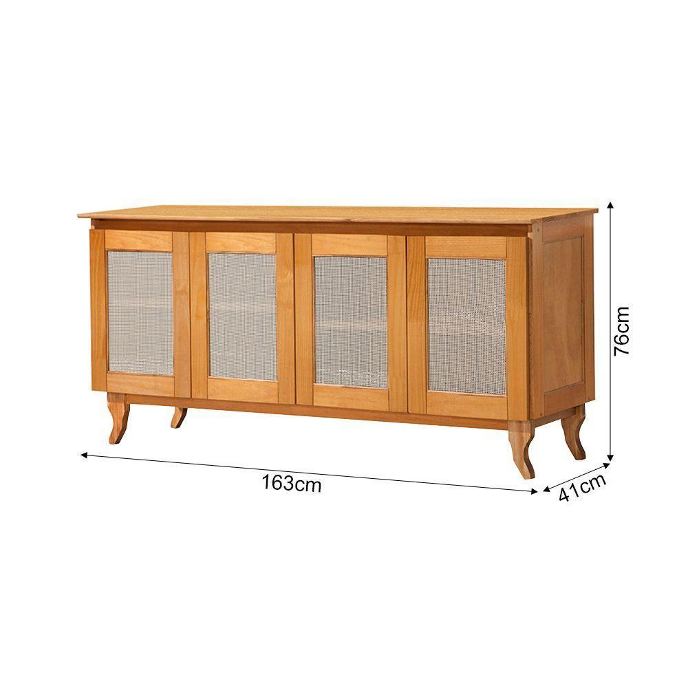 Conjunto Cristaleira De Madeira Antiga Com Buffet 4 Portas Em Madeira Premium Imbuia - 6