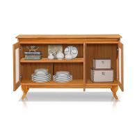 Conjunto Sala De Jantar Cristaleira De Madeira Antiga Com Buffet 3 Portas Premium Imbuia - 2