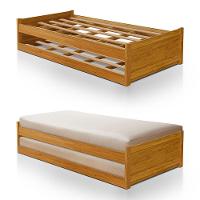 Cama Solteiro Com Auxiliar Bibox Bicama Infantil Gabrieli Com 2 Colchões Inclusos Imbuia - 2