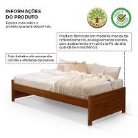 Cama Solteiro Gabrieli Madeira Maciça Durável Castanho - 2