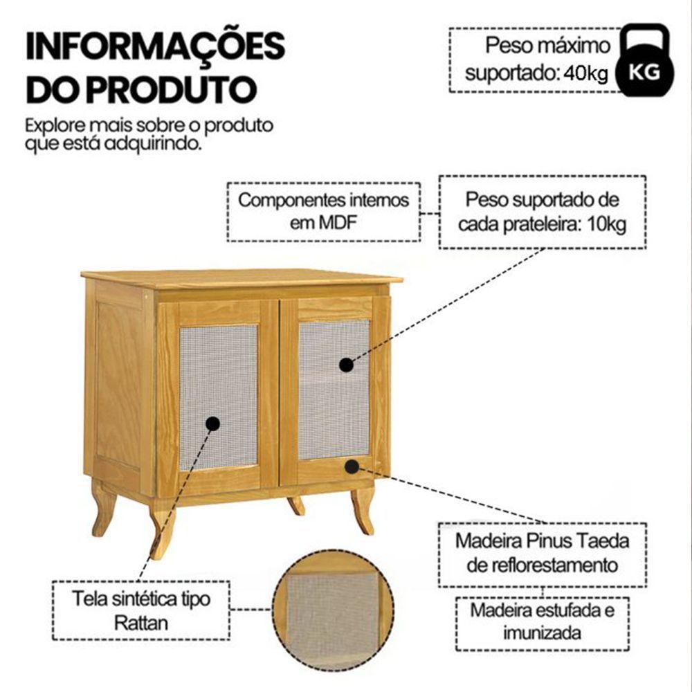 Cantinho Do Café Com 2 Portas Em Madeira Maciça E Tela Indiana - Imbuia - 5
