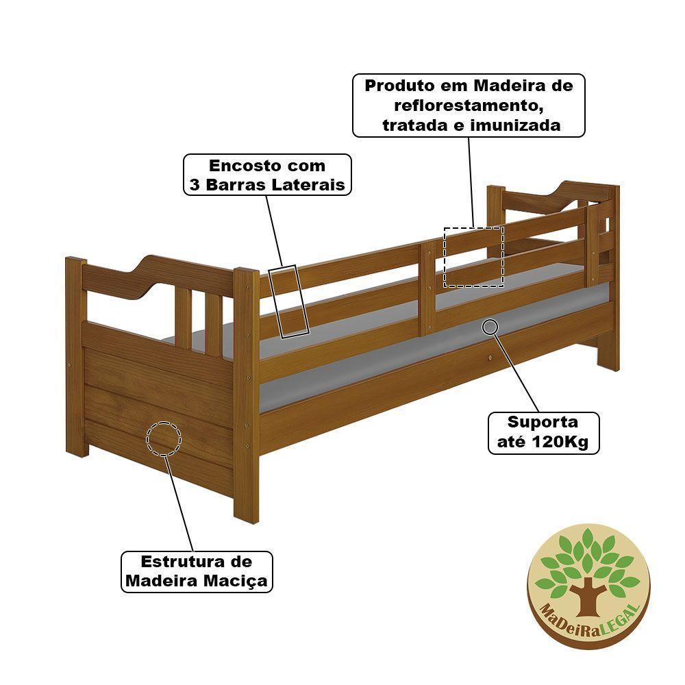 Cama Zurique Com Colchão Mona Solteiro Estrutura Robusta Em Madeira Maciça Castanho - 4