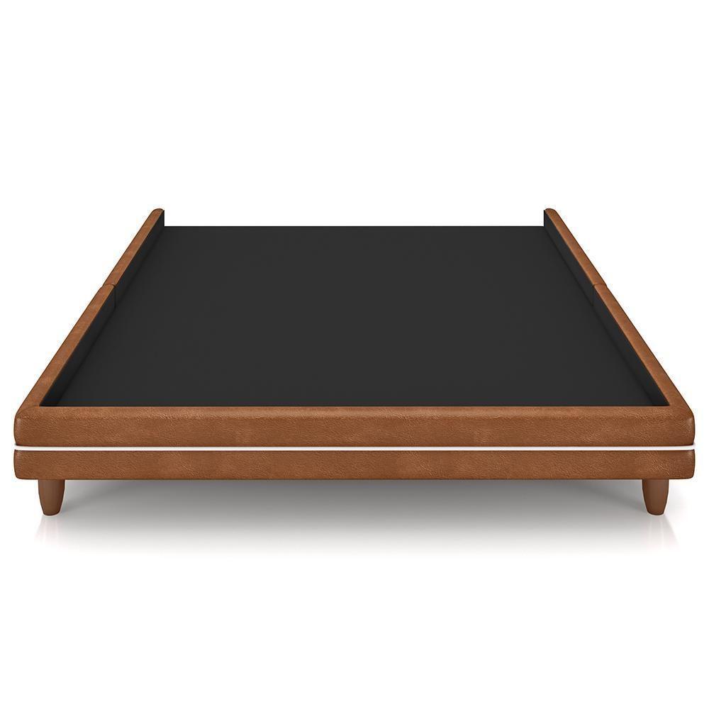 Cama King Base Box Pés Madeira 195cm Suném P05 Couríssimo Whisky Bouclê Cru - Lyam Decor - 3