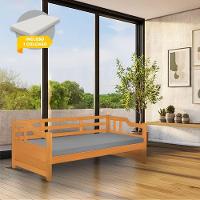 Cama Zurique Com Colchão Mona Solteiro Madeira Maciça Com Acabamento Premium Imbuia - 1