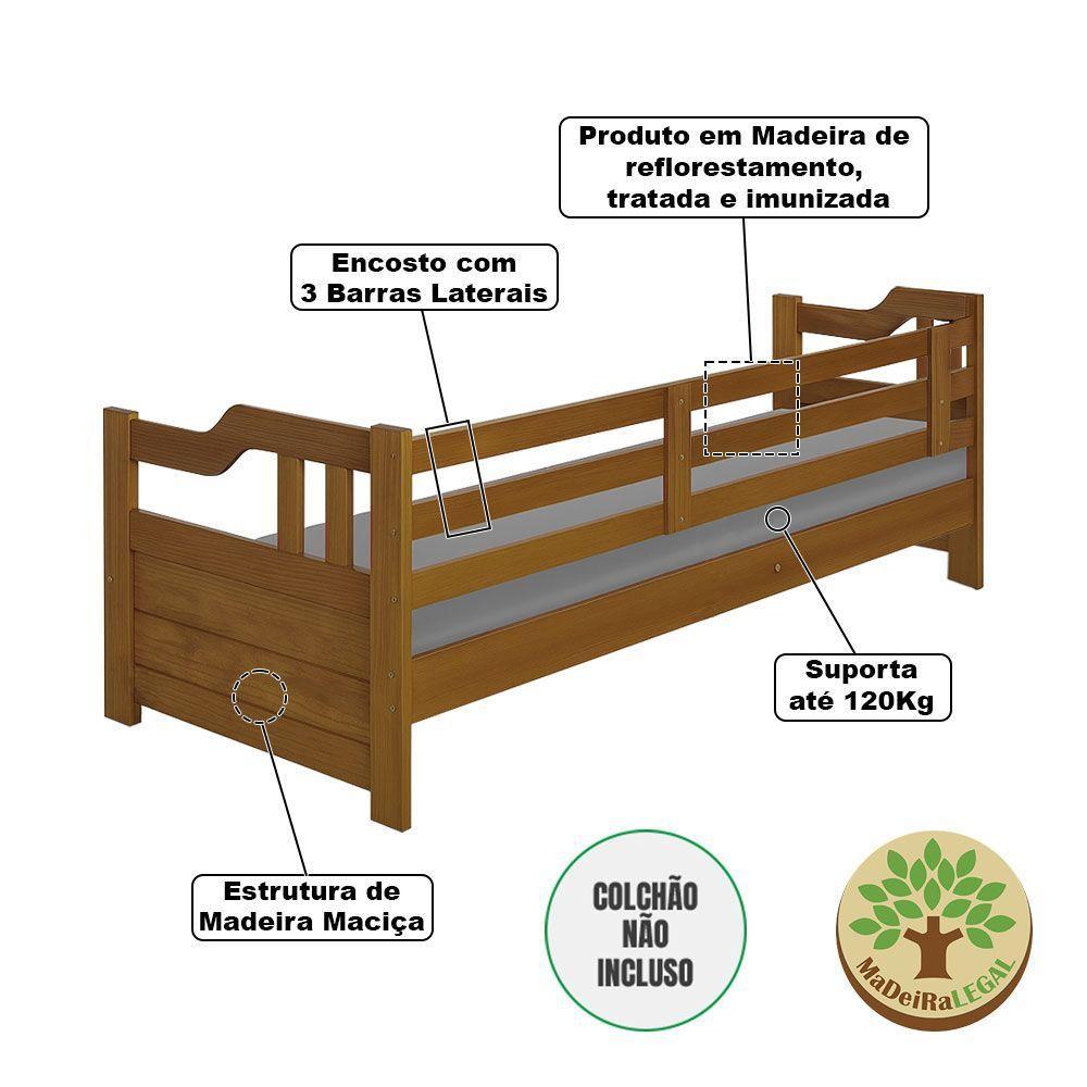 Cama Zurique Mona Solteiro Estrutura Robusta Em Madeira Maciça Castanho - 3