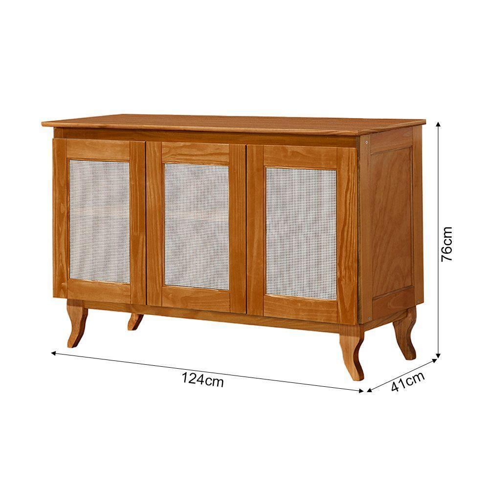 Conjunto Cristaleira Com Buffet 3 Portas Em Madeira Maciça Acabamento Premium Castanho - 3