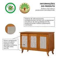 Conjunto Cristaleira Com Buffet 3 Portas Em Madeira Maciça Acabamento Premium Castanho - 6