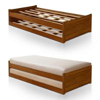 Cama Solteiro Com Auxiliar Bibox Bicama Infantil Gabrieli Com 2 Colchões Inclusos Castanho - 2