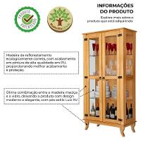 Conjunto Sala De Jantar Cristaleira Com Buffet 4 Portas Em Madeira Maciça Imbuia - 5