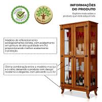 Conjunto Cristaleira Com Buffet 4 Portas Em Madeira Maciça Acabamento Premium Castanho - 5