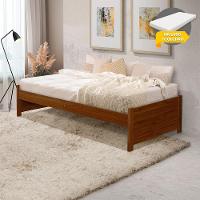 Cama Solteiro Com Colchão Gabrieli Madeira Maciça Durável Castanho - 1