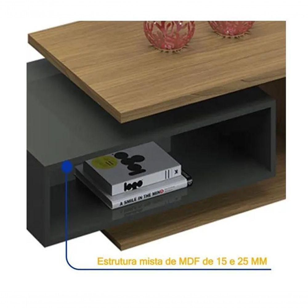 Mesa De Centro Diva Jcm Movelaria - Cinamomo-grafite - 2