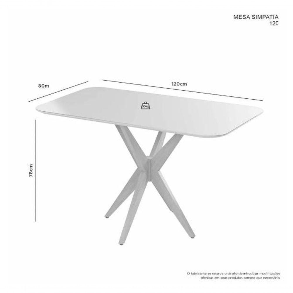 Mesa Simpatia 1,20 4 Cadeiras Diamante Linho Jcm Cinamomo-off - 2