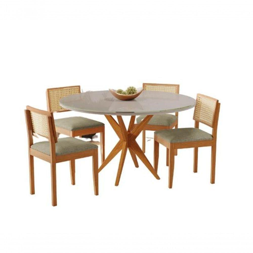Mesa Simpatia 1,08 4 Cadeiras Jade Linho Jcm Cinamomo-off - 3