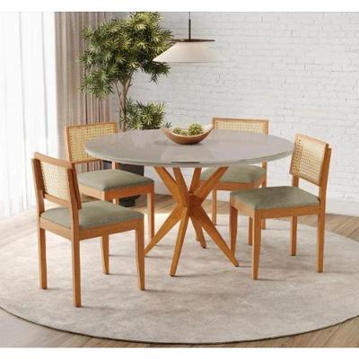 Mesa Simpatia 1,08 4 Cadeiras Jade Linho Jcm Cinamomo-off