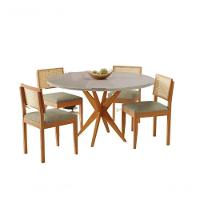 Mesa Simpatia 1,08 4 Cadeiras Jade Linho Jcm Cinamomo-off - 3