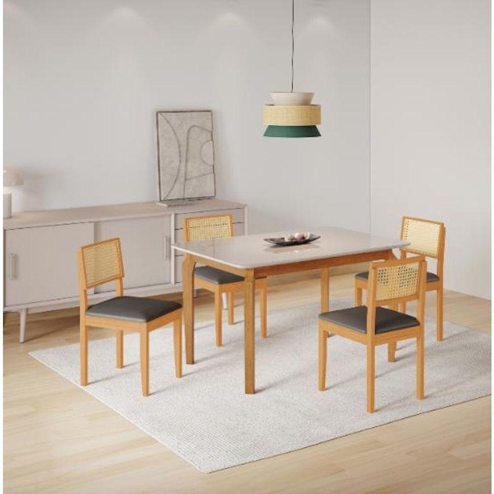 Mesa Alegra 4 Cadeiras Jade 1,20 Jolie Cinza Jcm - Cinamomo-off - 1