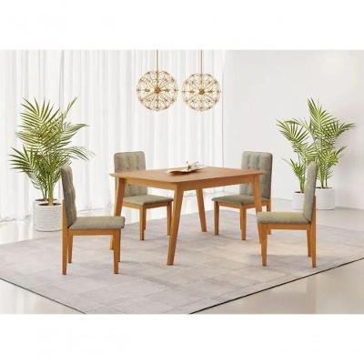 Mesa Elegance 4 Cadeiras ágata 1,20 Linho Cinza Jcm Cinamomo