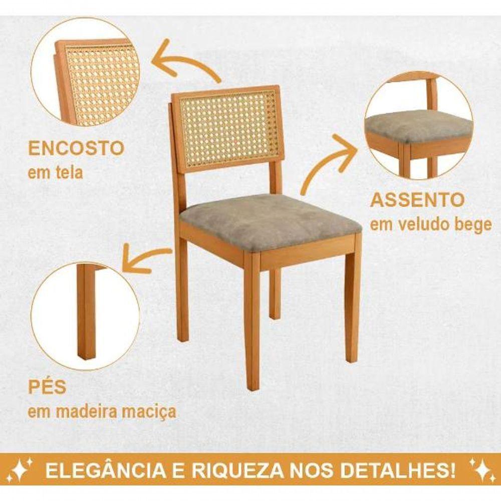 Mesa Alegra 6 Cadeiras Jade 1,60 Linho Cinza Jcm - Cinamomo-off - 2