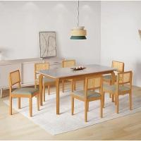 Mesa Alegra 6 Cadeiras Jade 1,60 Linho Cinza Jcm - Cinamomo-off - 1