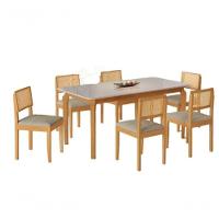 Mesa Alegra 6 Cadeiras Jade 1,60 Linho Cinza Jcm - Cinamomo-off