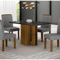 Mesa Sofia 1,20 Freijó Tampo Chumbo C-vidro 4 Cadeiras Jade - 1