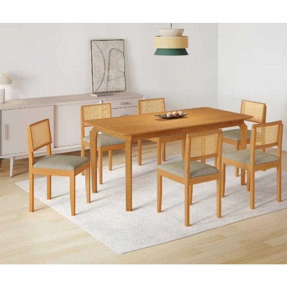 Mesa Alegra 6 Cadeiras Jade 1,60 Linho Cinza Jcm - Cinamomo - 1