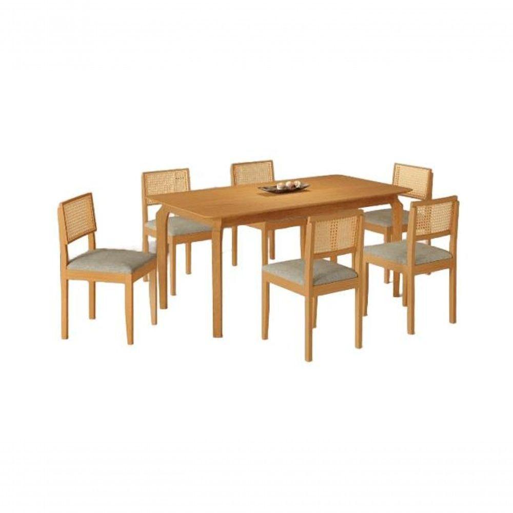 Mesa Alegra 6 Cadeiras Jade 1,60 Linho Cinza Jcm - Cinamomo - 7