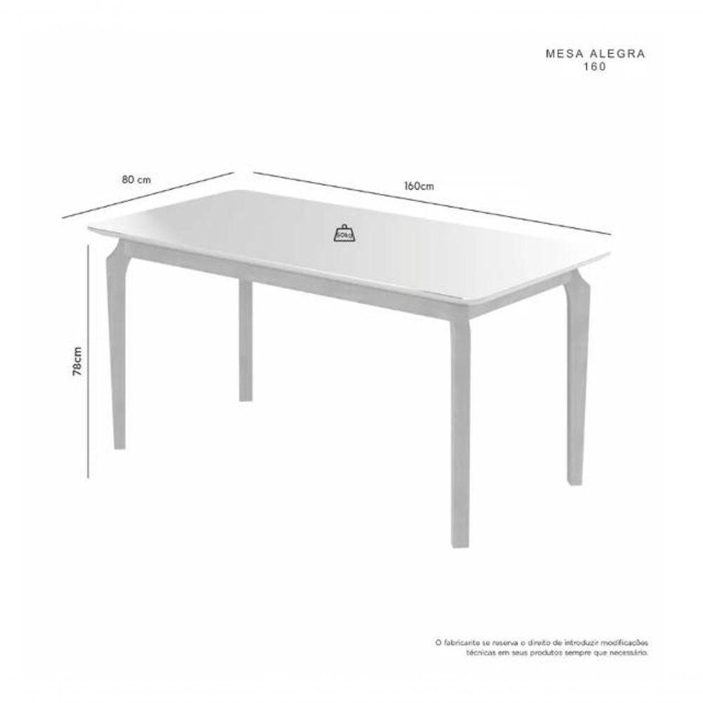 Mesa Alegra 6 Cadeiras Jade 1,60 Linho Cinza Jcm - Cinamomo - 8