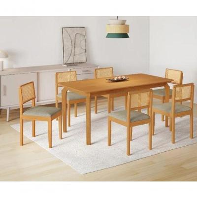 Mesa Alegra 6 Cadeiras Jade 1,60 Linho Cinza Jcm - Cinamomo