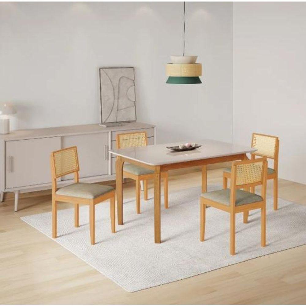 Mesa Alegra 4 Cadeiras Jade 1,20 Linho Jcm - Cinamomo-off - 1