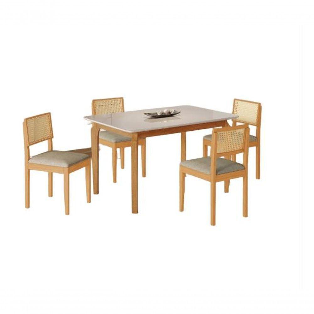 Mesa Alegra 4 Cadeiras Jade 1,20 Linho Jcm - Cinamomo-off - 8