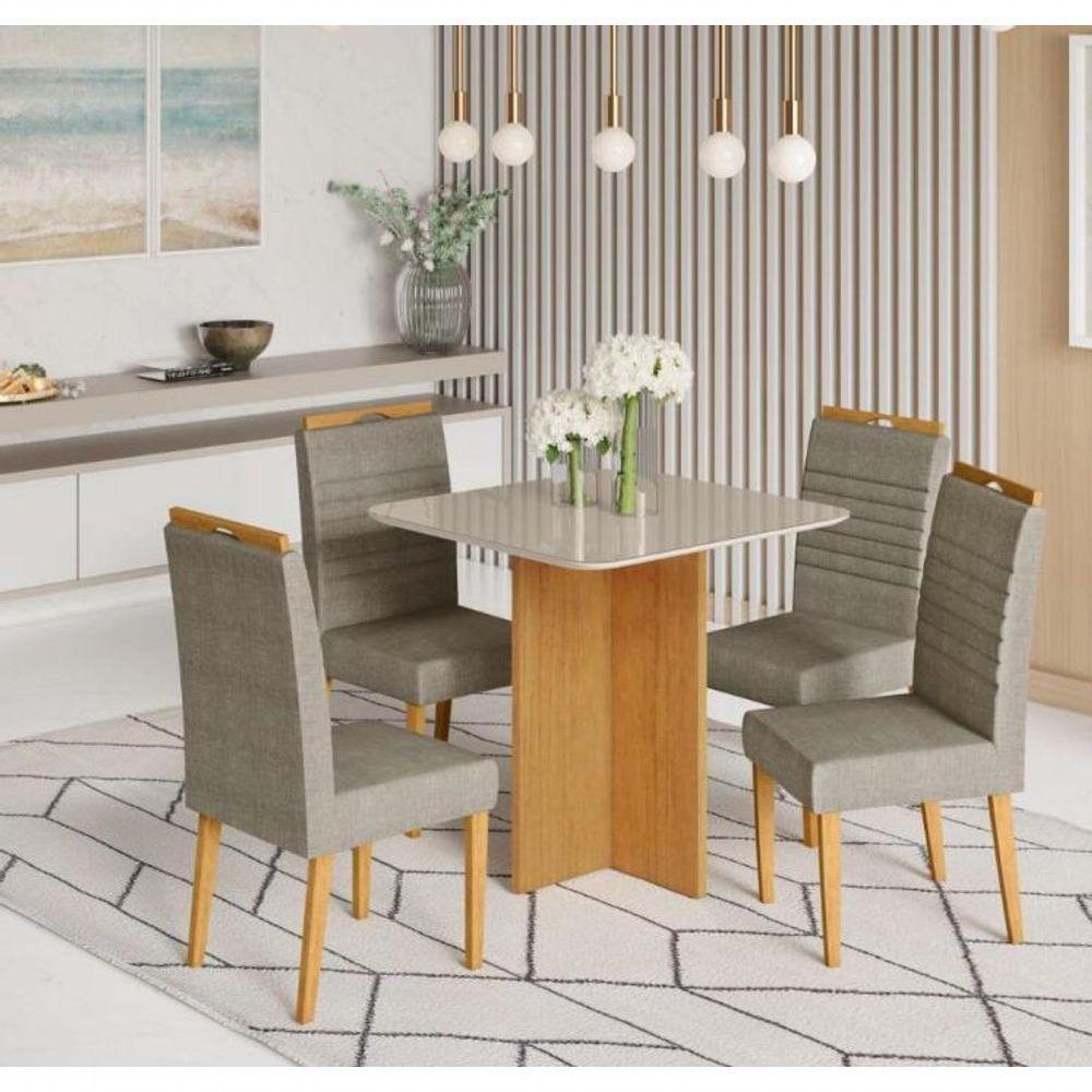 Mesa Robusta 90x90 4 Cadeiras Horizonte Jcm Cinamomo-off - 1