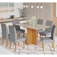 Mesa Robusta 1,60 6 Cadeiras Rubi Linho Jcm - Cinamomo-off - 1