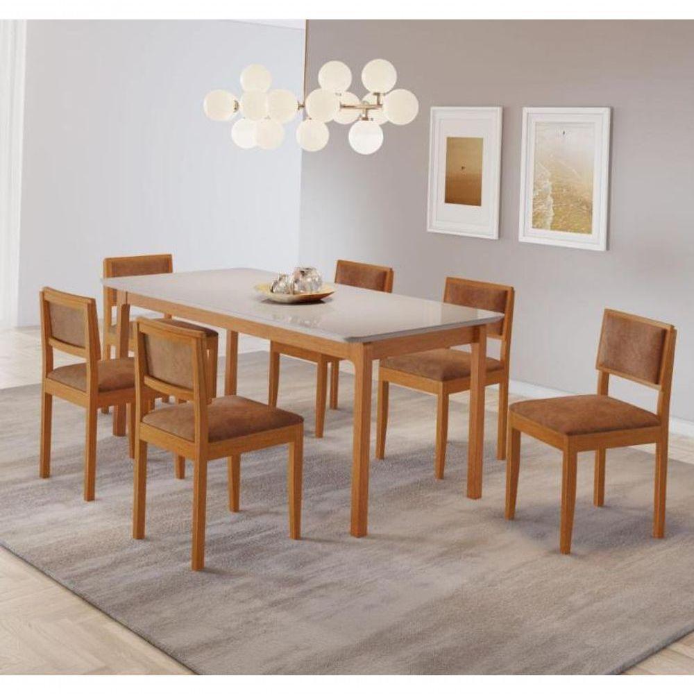 Mesa Cativa 6 Cadeiras Jade Verona Marrom Jcm Cinamomo-off - 4