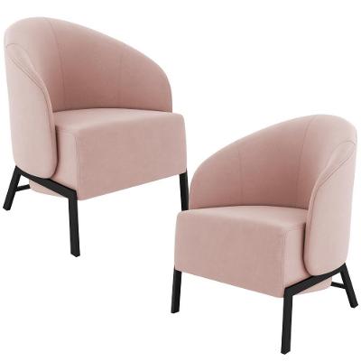 Kit 02 Poltronas Decorativa Para Sala Living Pés Industrial Sierra K01 Veludo Rosê - Lyam Decor