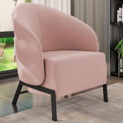 Kit 02 Poltronas Decorativa Para Sala Living Pés Industrial Sierra K01 Veludo Rosê - Lyam Decor
