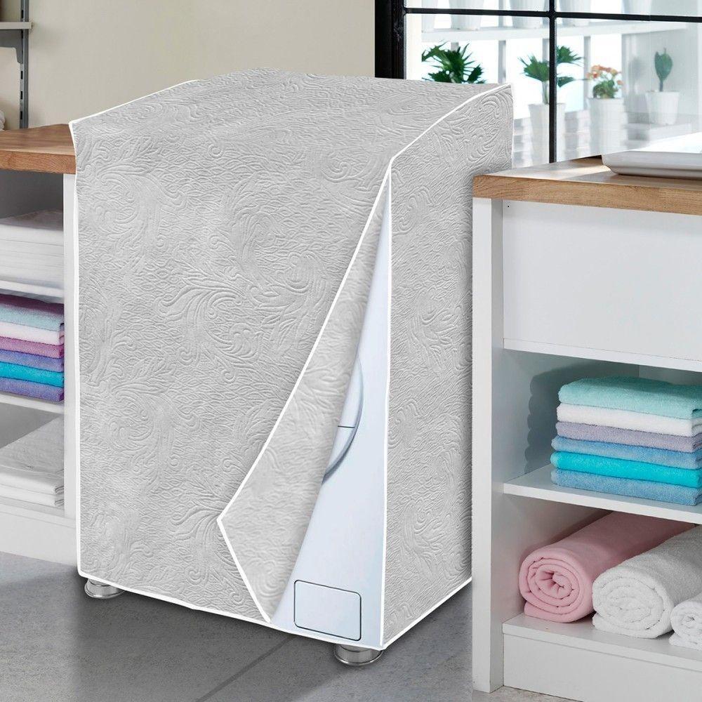 Capa Maquina De Lavar Flanelada Cinza Perolizada Gg - 1