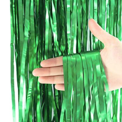 Cortina Metalizada Fitas Para Decoração Verde