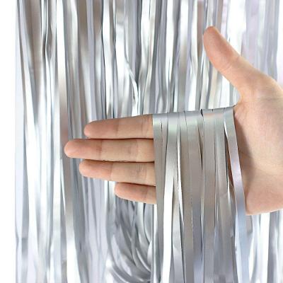 Cortina Metalizada Fitas Para Decoração Prata