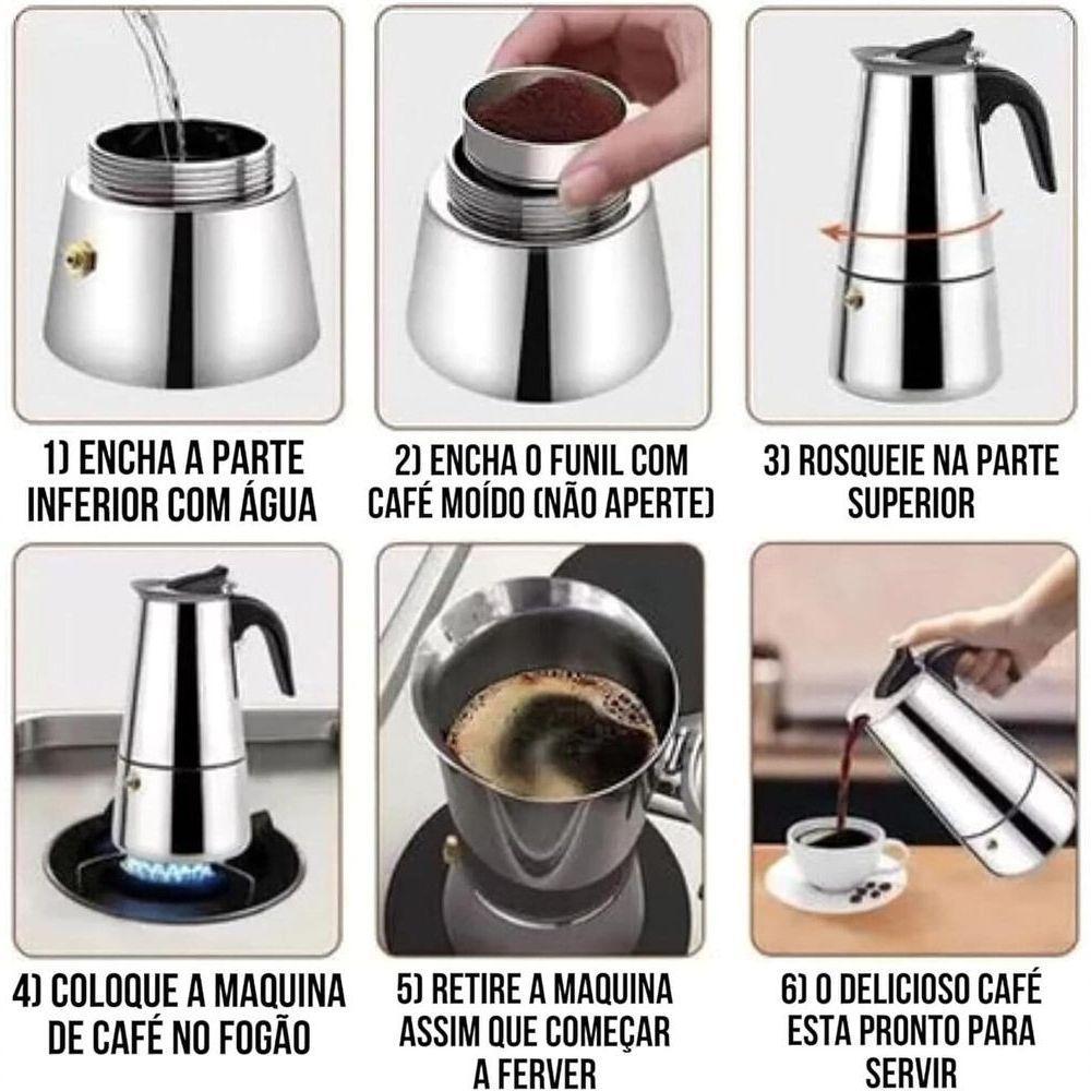 Cafeteira Tipo Italiana Inox Para 6 Xicaras - 3