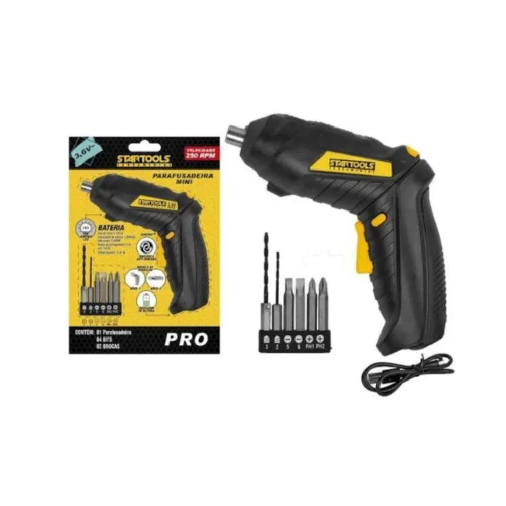 Mini Parafusadeira 3,6v Recarregável + 6 Peças Recarregável Startools - 2
