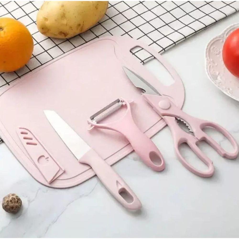 Conjunto 4 Peças De Utensílios De Cozinha Rosa - 4