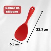 Colher De Cabo Curto Para Servir Arroz Silicone 22cm - Vermelha - 4