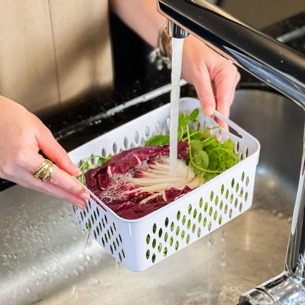 Kit 3 Potes Cestas Herméticos Frigoríficas Multifuncional Conjunto De Cozinha - Branca - 4
