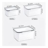 Kit 3 Potes Cestas Herméticos Frigoríficas Multifuncional Conjunto De Cozinha - Branca - 6