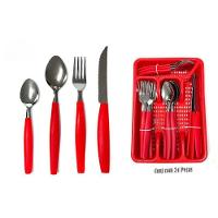 Kit 25 Peças Jogo De Faqueiro Inox Com Gaveteiro - Vermelha - 5