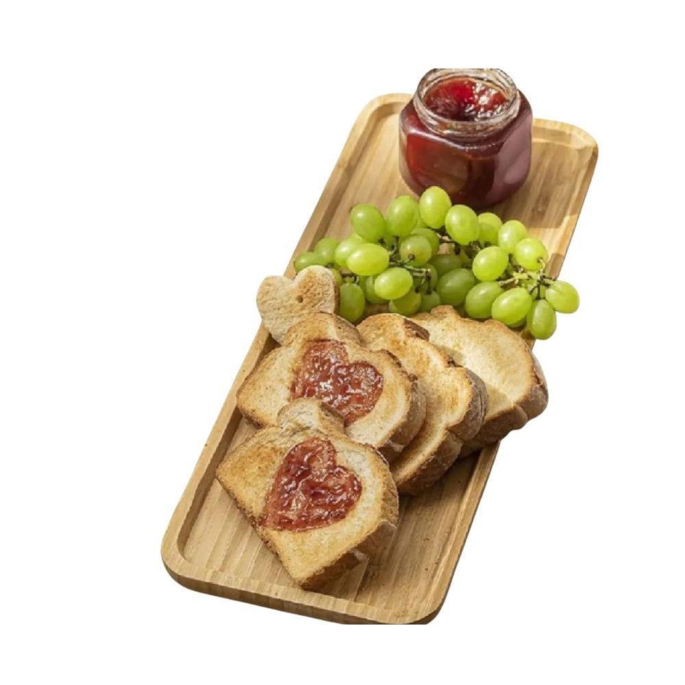 Petisqueira Bambu Retangular Bandeja Petiscos Aperitivos Frios 26cm - 7